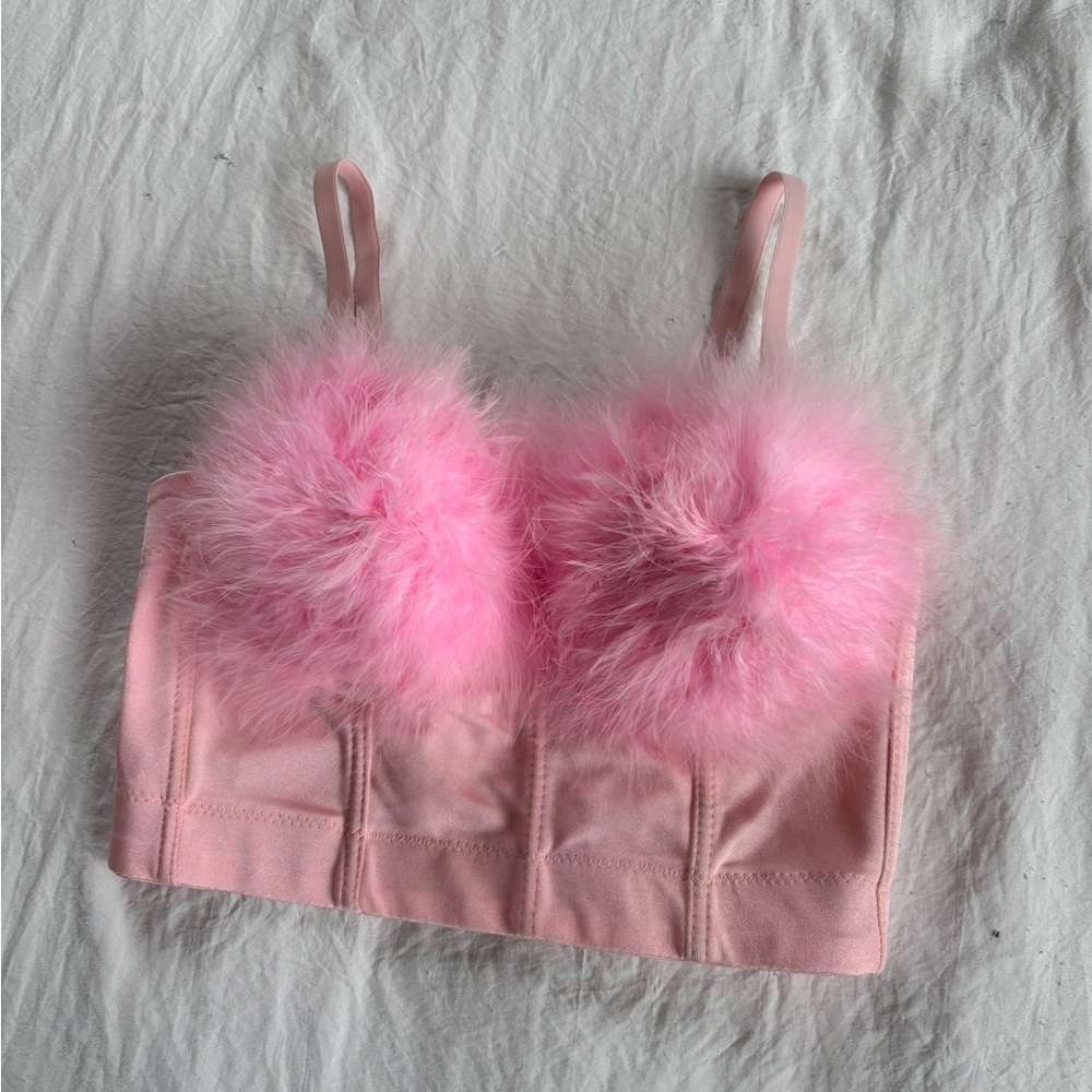 Pink Furry Crop Top